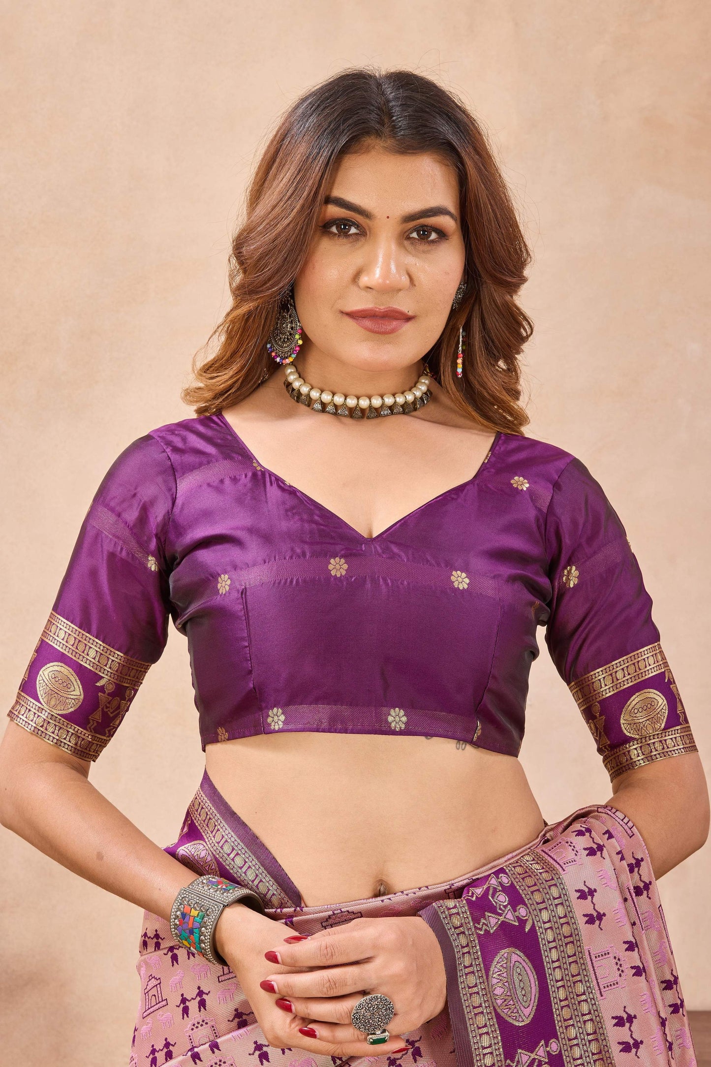 Divine International Trading Co Light Pink Soft Silk Blend Banarasi Jacuard Work Designer Party Wear Saree With Unstitched Blouse Piece