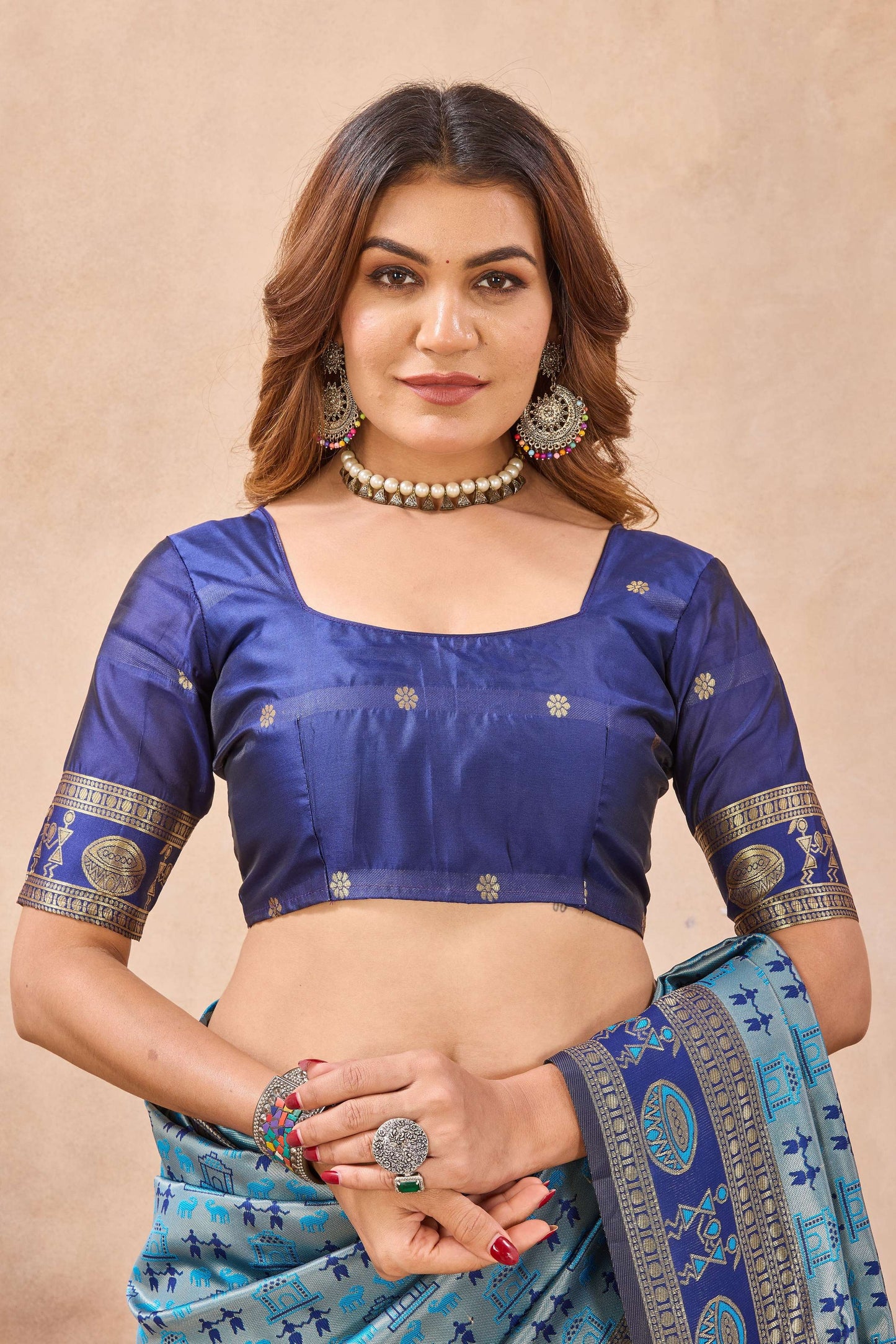 Divine International Trading Co Turquoise Soft Silk Blend Banarasi Jacuard Work Designer Party Wear Saree With Unstitched Blouse Piece