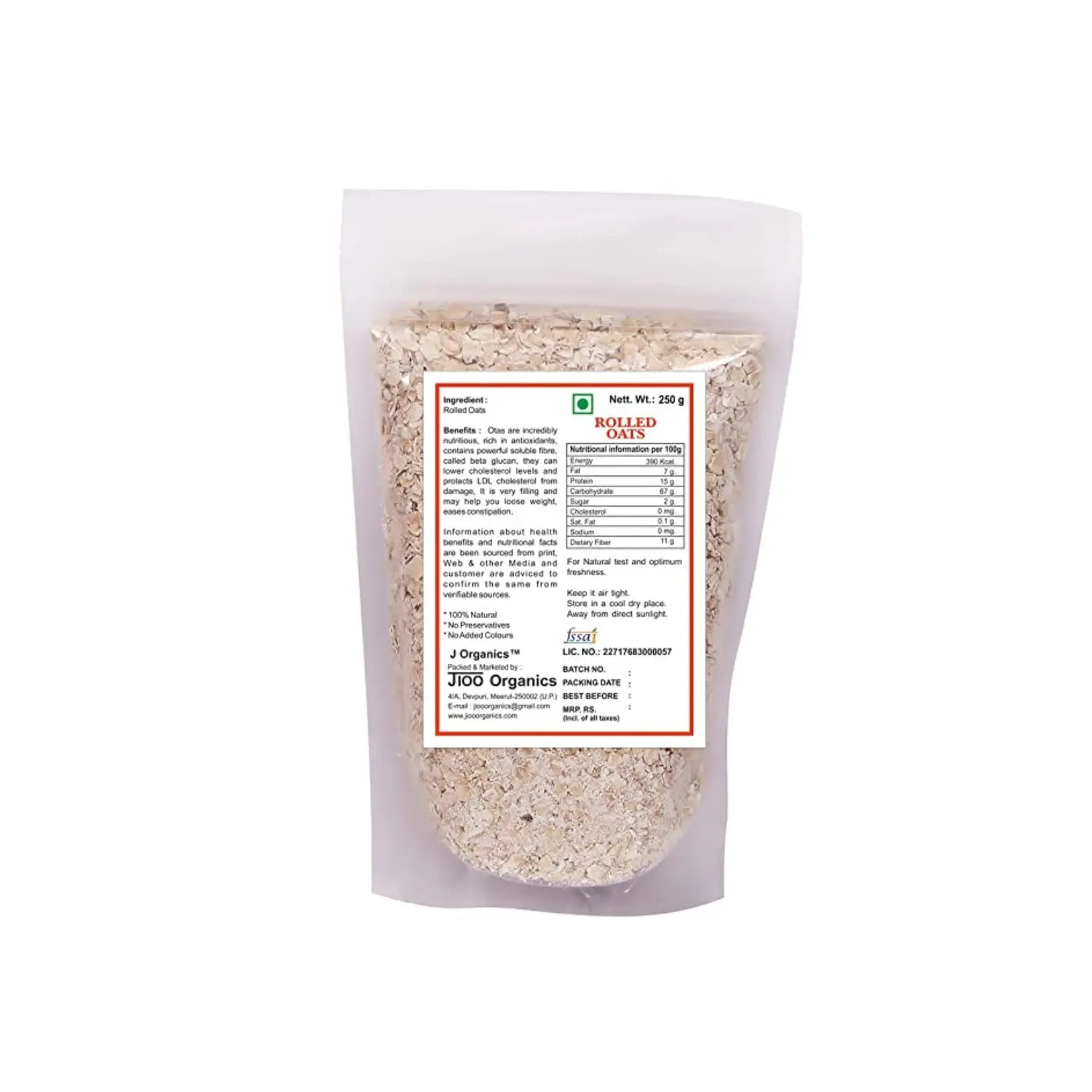 Jioo Organics Rolled Oats - 250 gms
