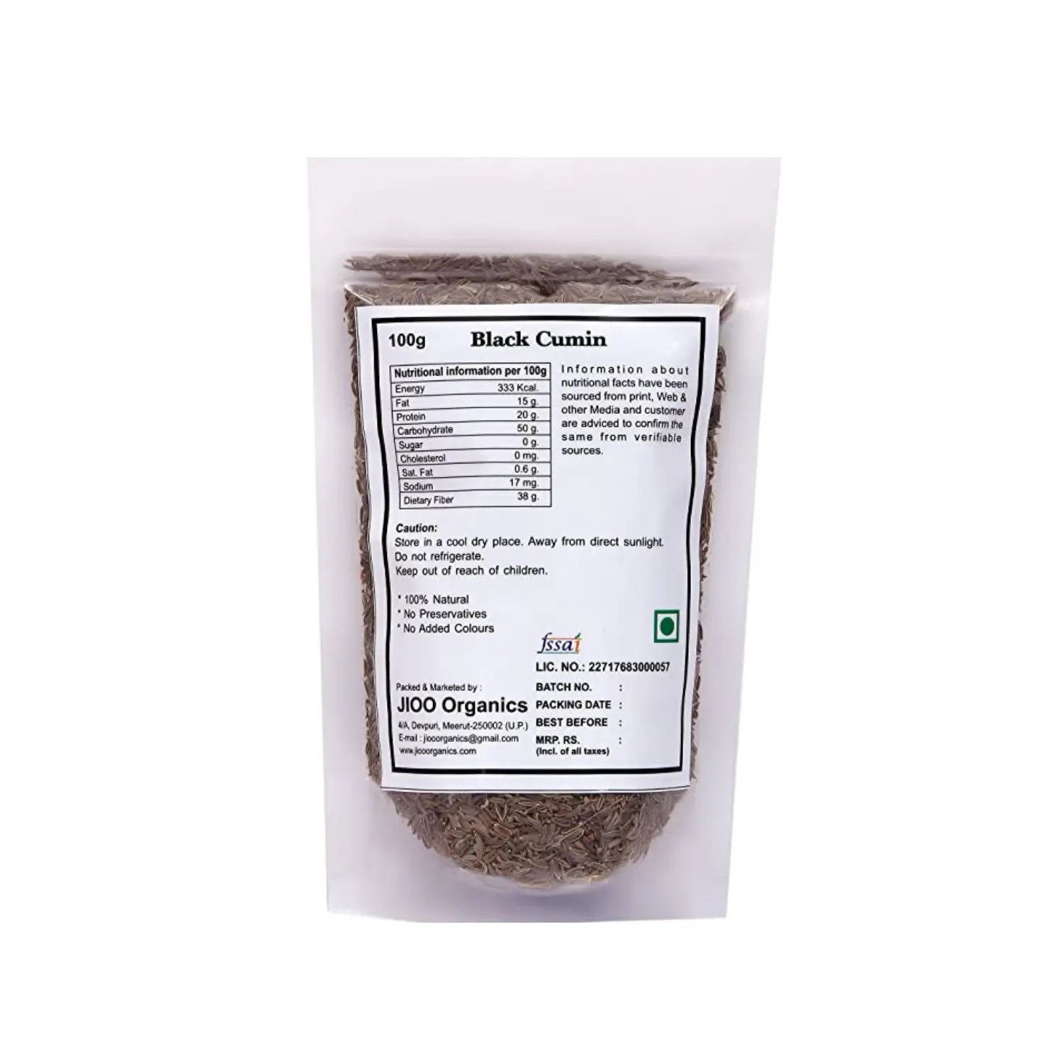 Jioo Organics Black Cumin - 100 gms