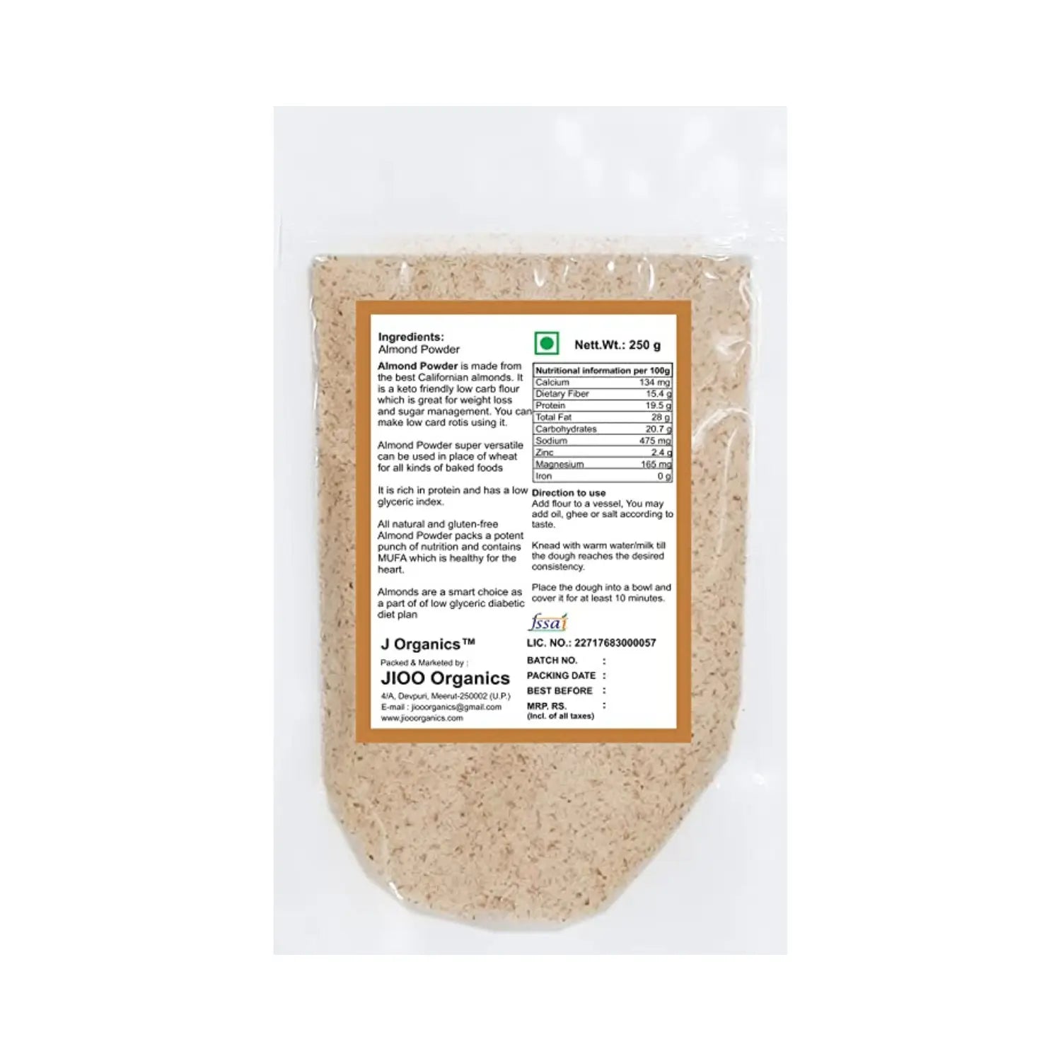 Jioo Organics Almond Flour Powder - 250 gms