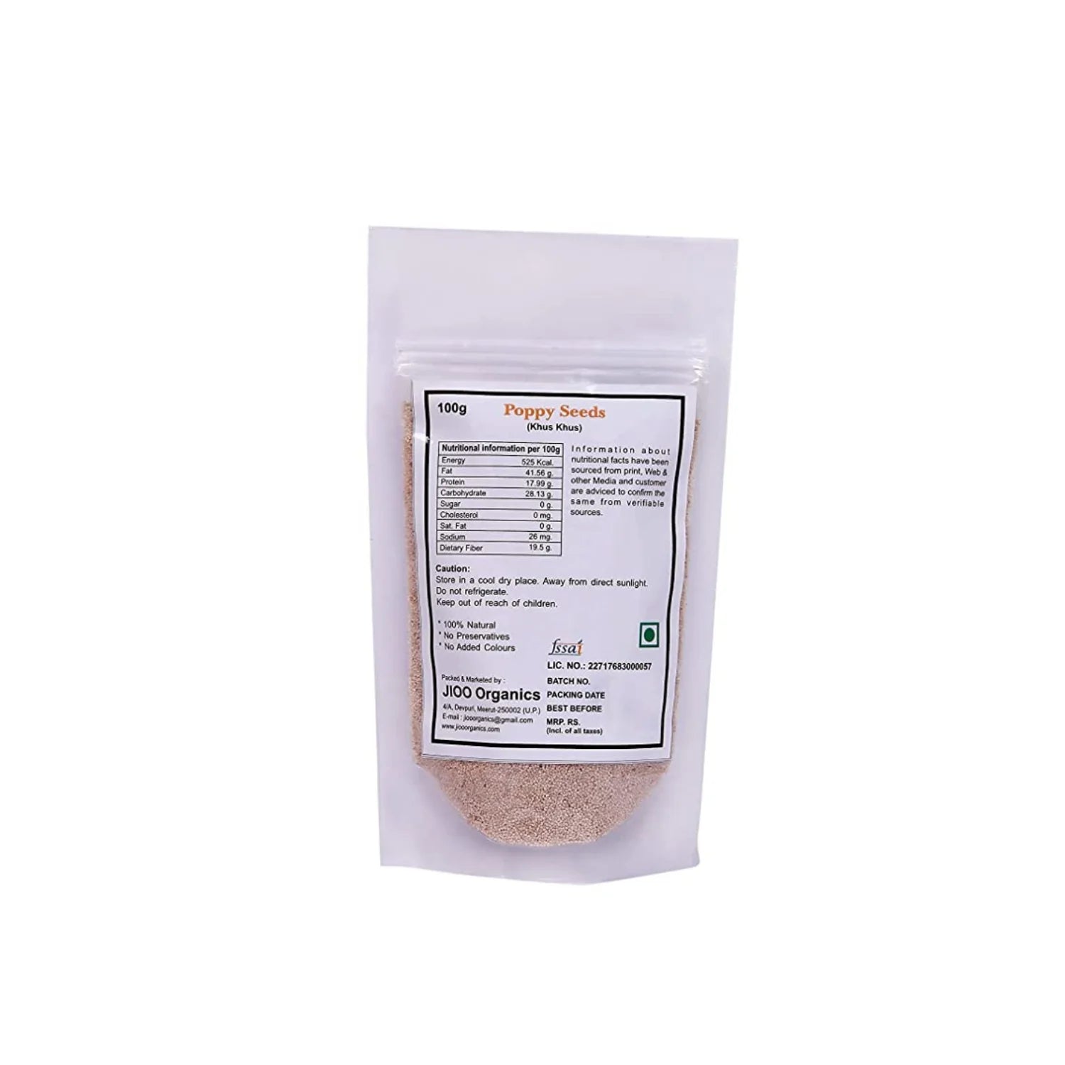 Jioo Organics Poppy Seeds - 100 gms