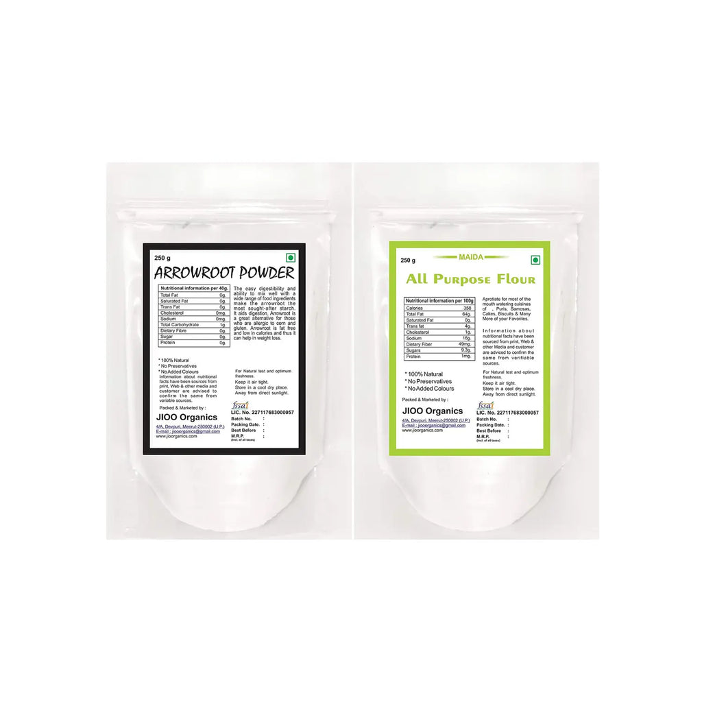 Jioo Organics Arrowroot Powder and All Purpose Flour Maida Flour Combo