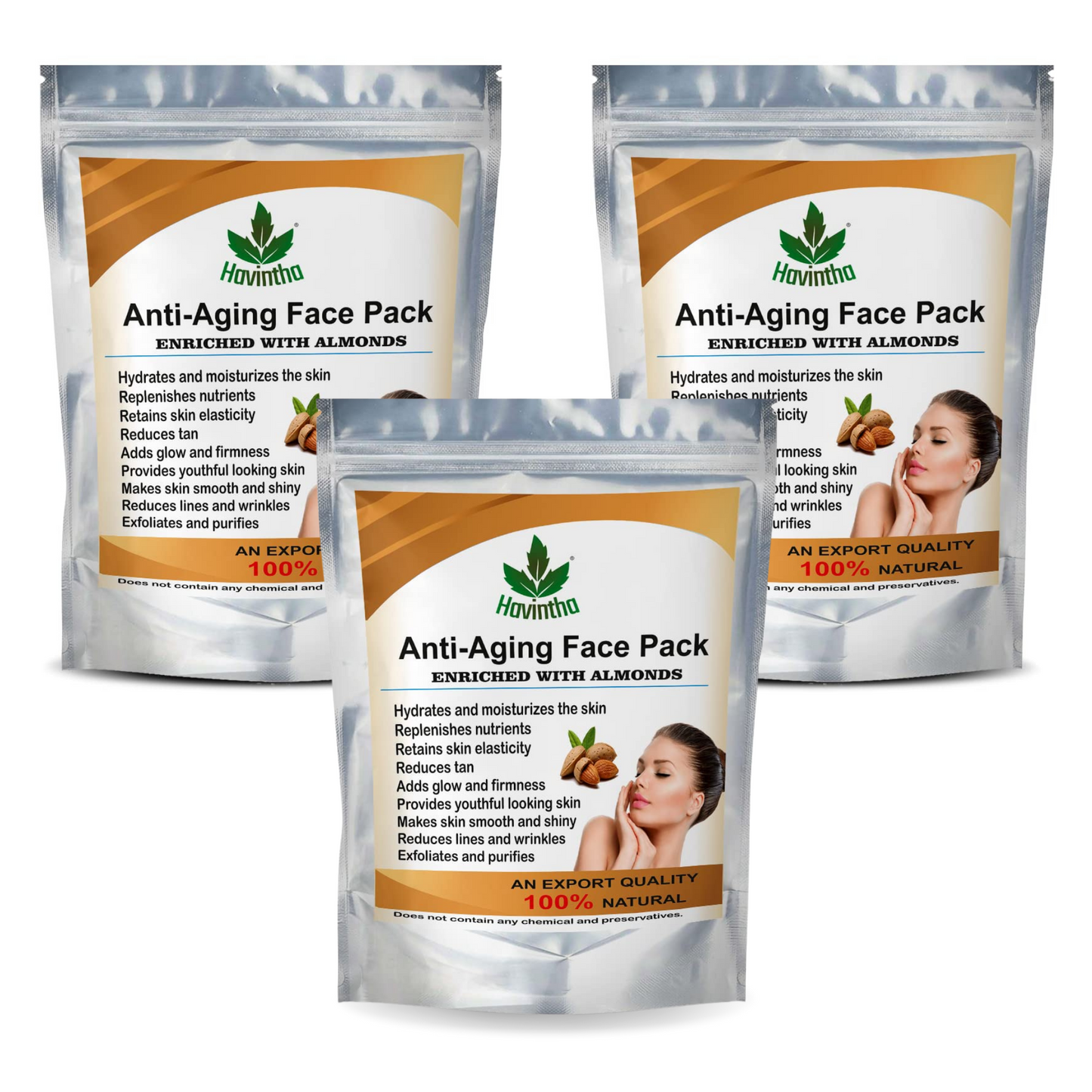 Havintha Anti-Aging Face Pack Enriched with Almonds for Skin Moisturizing - 227 gms