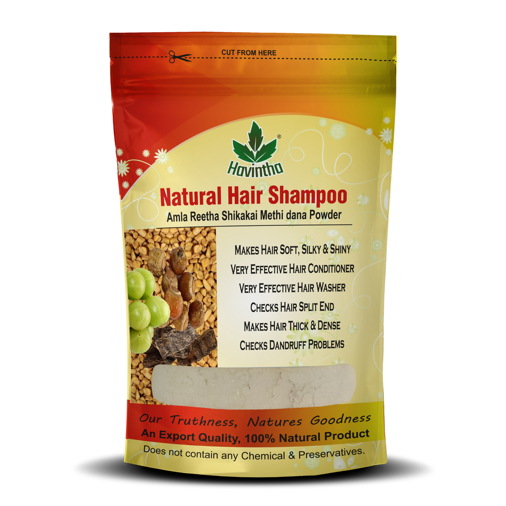 Havintha Natural Hair Shampoo With Amla, Reetha, Shikakai and Methi Dana (Advanced) 227gms And Plant Based Hair Vitamins Supplement with DHT Blocker - 60 Capsules