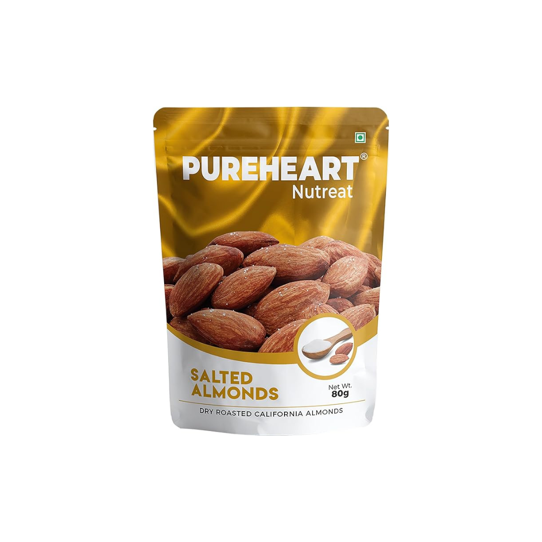 Pureheart Dry Roasted Nutreat Salted Almonds - 80 gms