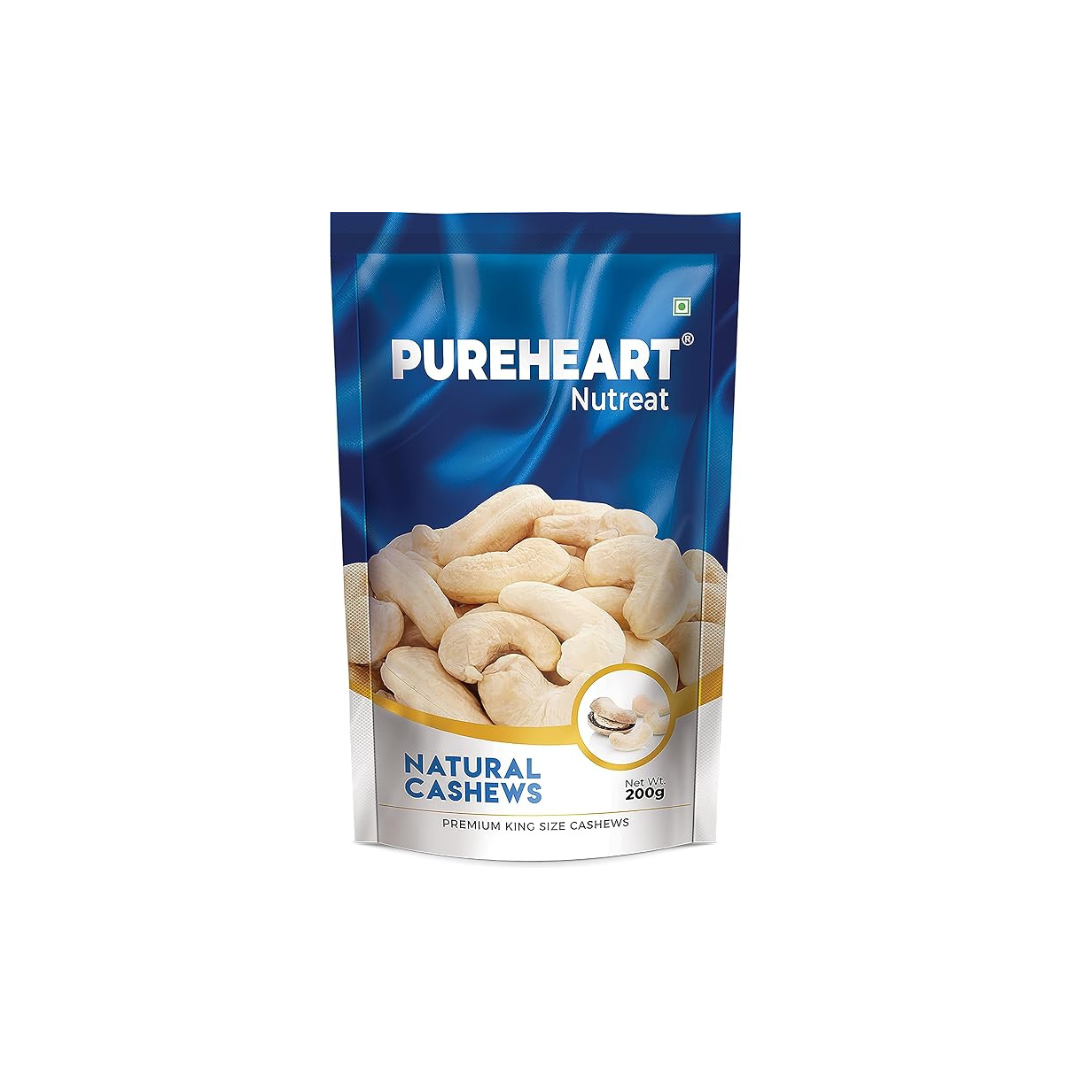 Pureheart Nutreat Natural Cashews - 200 gms - Resealable Pouch