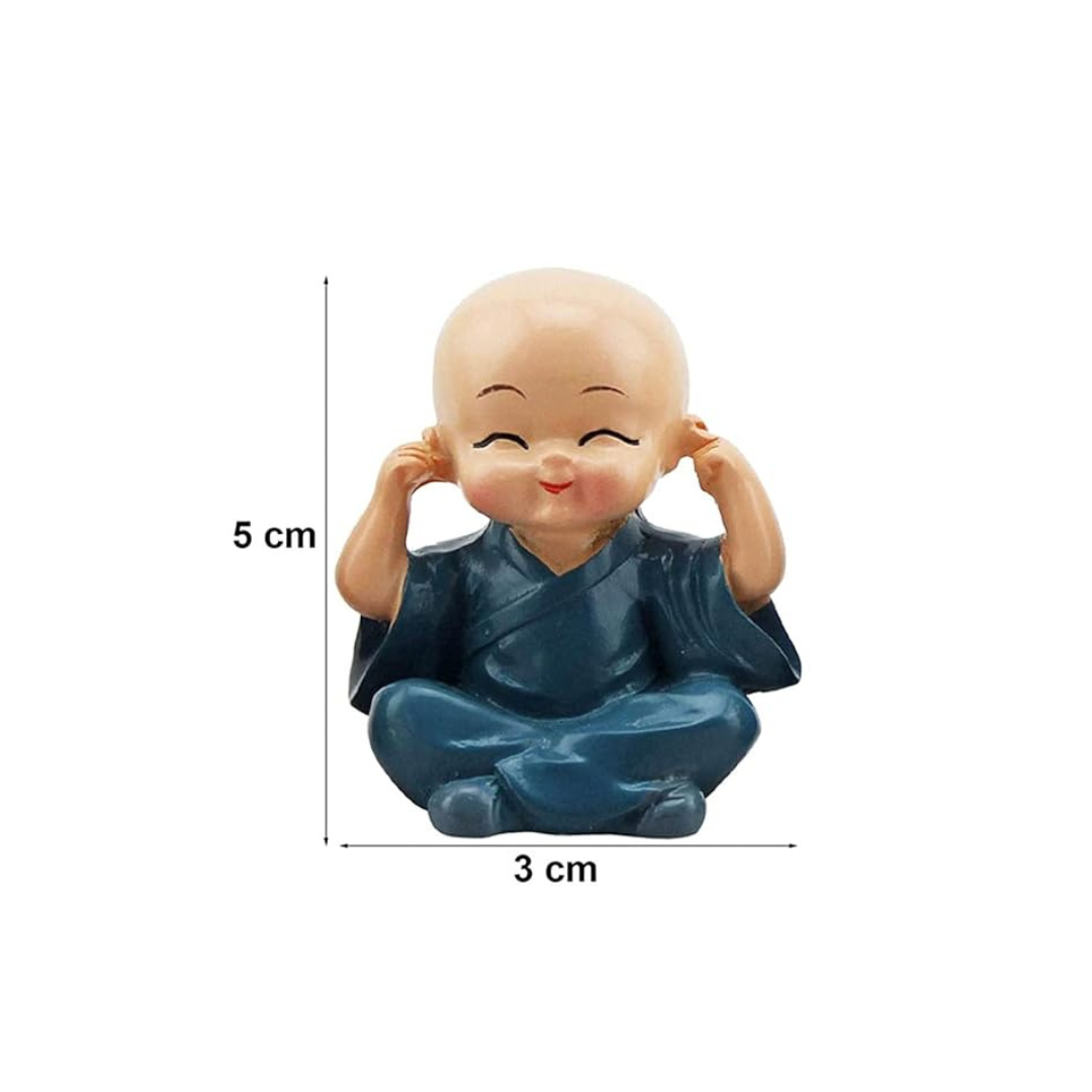 Tied Ribbons Resin Buddha Monk Statues Small Multicolour Set of 4