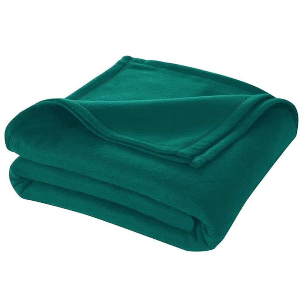 Cloth Fusion Polar Fleece AC Blanket for Winter Single Bed Soft Woolen Blanket for Travel & Sleeping Dark Green