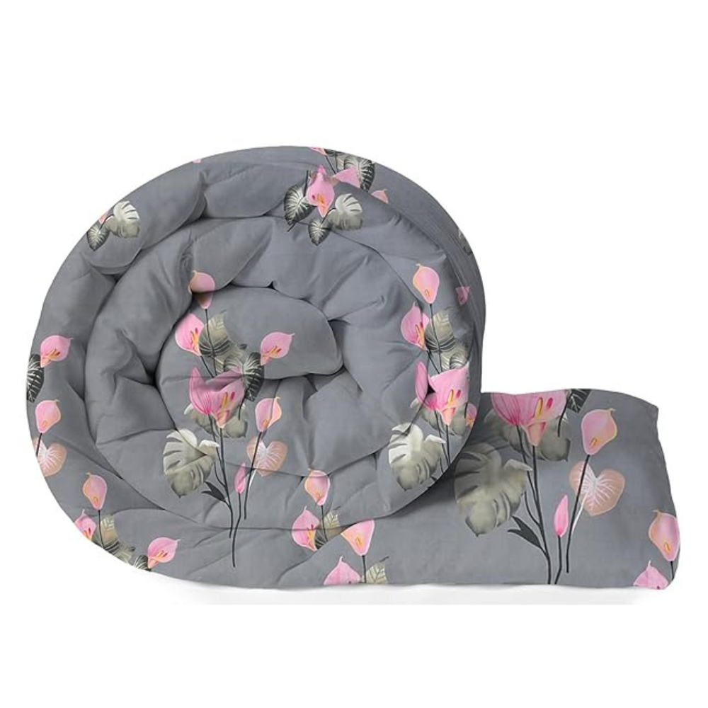 BSB Home Beautiful Print Cotton Reversible AC Blankets Comforter for Single Size Bed