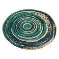 The Home Talk Natural Handcrafted Braided Round Jute Rug Traditional Carpet Blue & Green