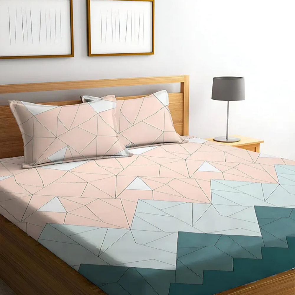Starnstyle Polycotton 220 Tc Floral Printed King Size Double Bedsheet with 2 Pillow Covers Lisone