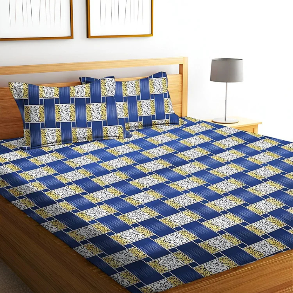 Starnstyle Polycotton 220 TC Floral Printed King Size Double Bedsheet with 2 Pillow Covers Milt