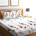 Starnstyle Polycotton 220 TC Floral Printed King Size Double Bedsheet with 2 Pillow Covers Multid