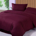 Purav Light Microfiber Flat Double Bed Bedsheet Plain Striped Cotton Bedsheet with 2 Pillow Covers for King Size Bed 340 TC Breathable Wrinklefree Wine Color
