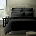 Purav Light Microfiber Flat Double Bed Bedsheet Plain Striped Cotton Bedsheet with 2 Pillow Covers for King Size Bed 340 TC Breathable Wrinklefree Black Color