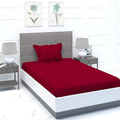 Purav Light Microfiber Flat Single Bed Bedsheet Plain Striped Cotton Bedsheet with 1 Pillow Cover for Queen Size Bed Supersoft 340 TC Breathable Maroon Color