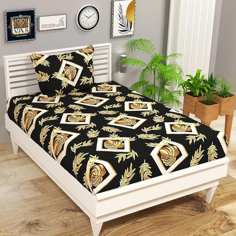 HomeKart 144 Tc Microfiber Single Bedsheet  with Pillow Cover for Your Home Coffee