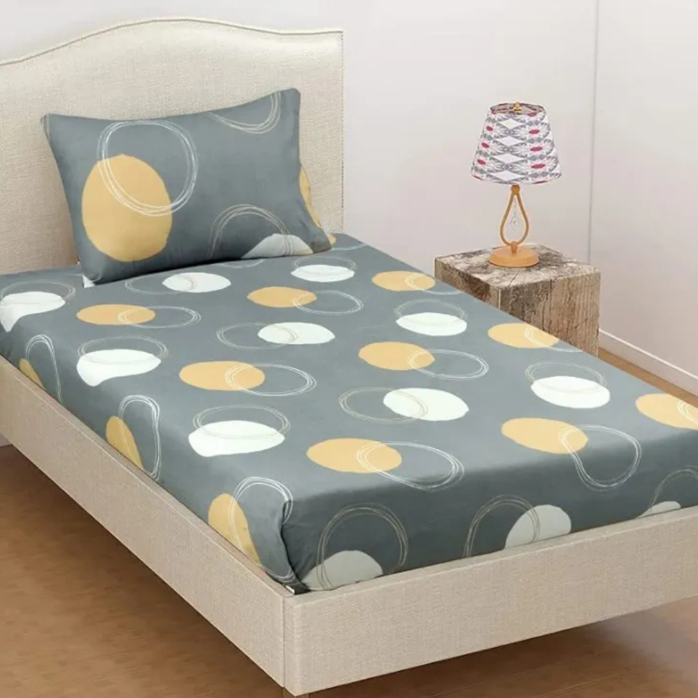 HomeKart Microfiber 160 TC Flat Single Bedsheets for Summer Breathable with 1 Pillow Covers Grey and White
