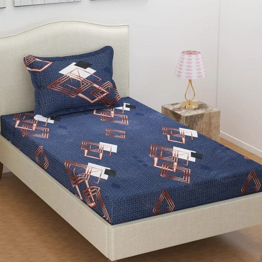 HomeKart Microfiber 160 TC Flat Single Bedsheets for Summer Breathable with 1 Pillow Covers Blue & White