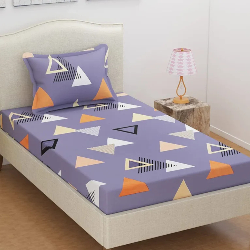 HomeKart Microfiber 160 TC Flat Single Bedsheets for Summer Breathable with 1 Pillow Covers Light Grey & Rust