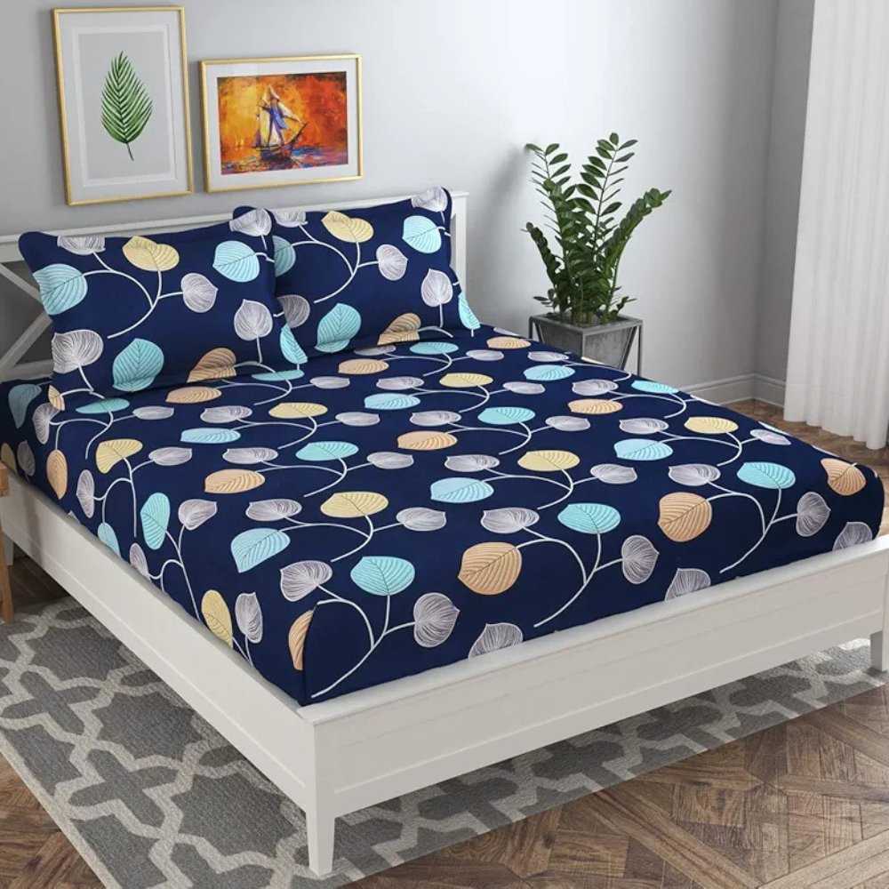HomeKart Prime Collection Microfiber bedsheet for Double Bed with 2 Pillow Covers Breathable and Soft Touch 164 TC Pattren Floral Color Light Green
