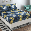 HomeKart Microfiber bedsheet for Double Bed with 2 Pillow Covers Breathable and Soft Touch 144 TC Pattren Floral Grey and Mustarded TC - 144