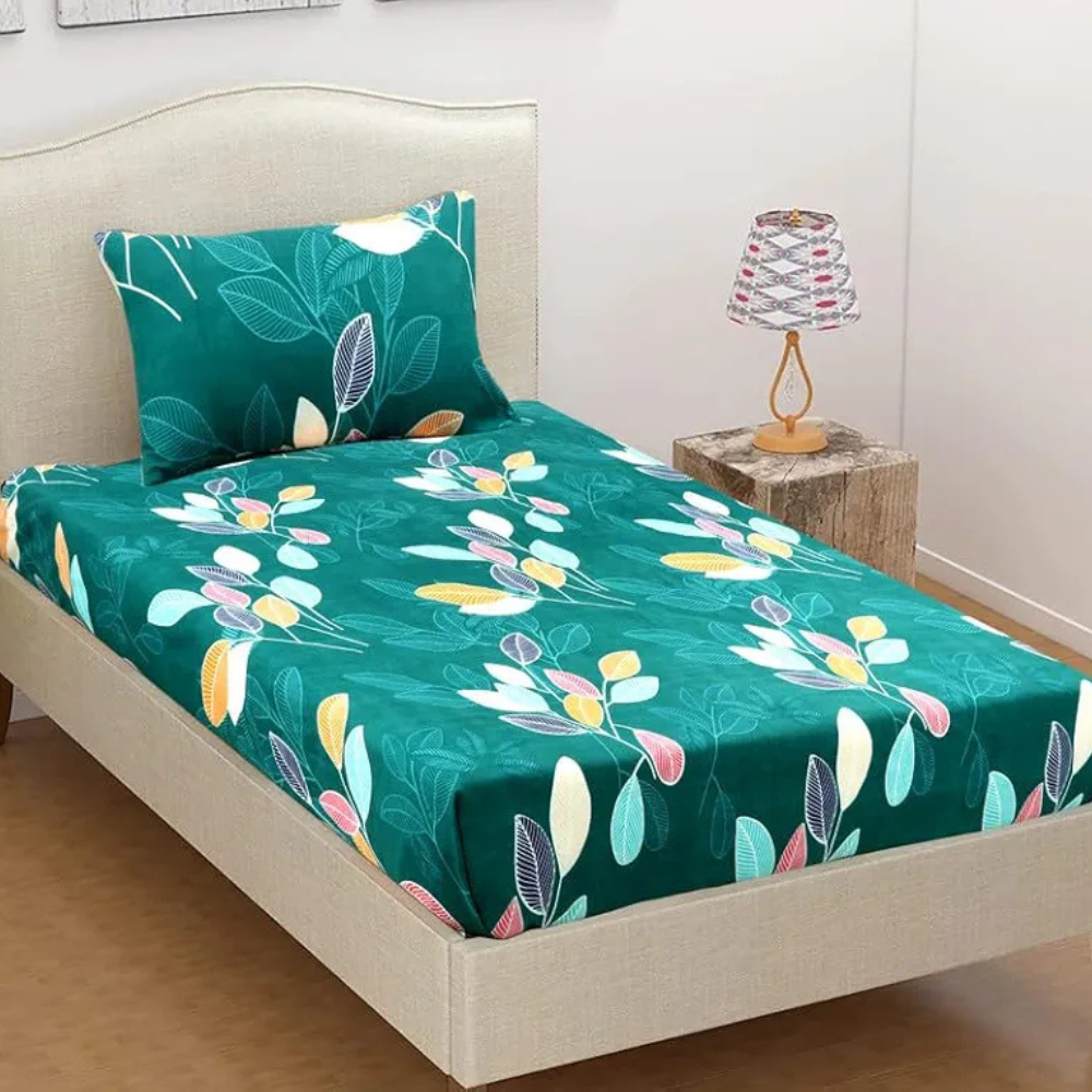 HomeKart Microfiber 160 TC Flat Single Bedsheets for Summer Breathable Wrinklefree  with 1 Pillow Covers Dark Green