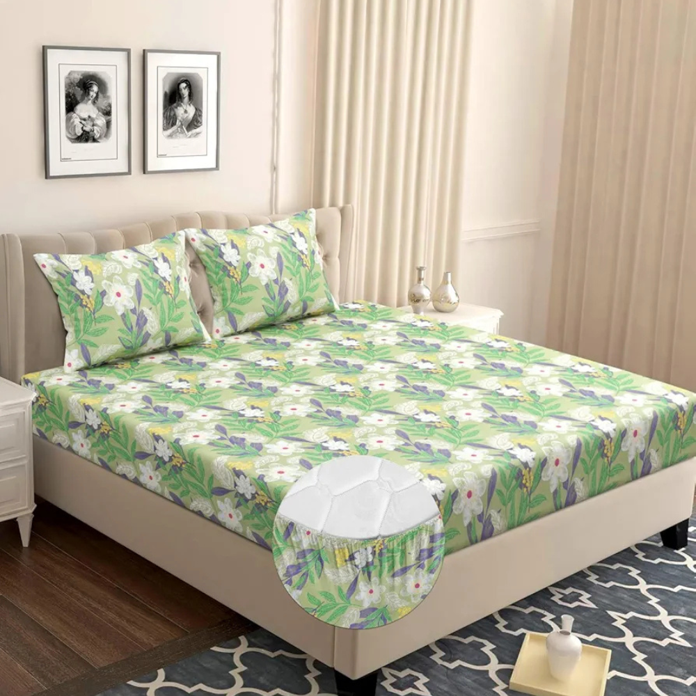Homekart Premium Microfiber Elastic Fitted Bedsheets with 2 King Size Pillow Covers Double Bed with 180 TC Supersoft