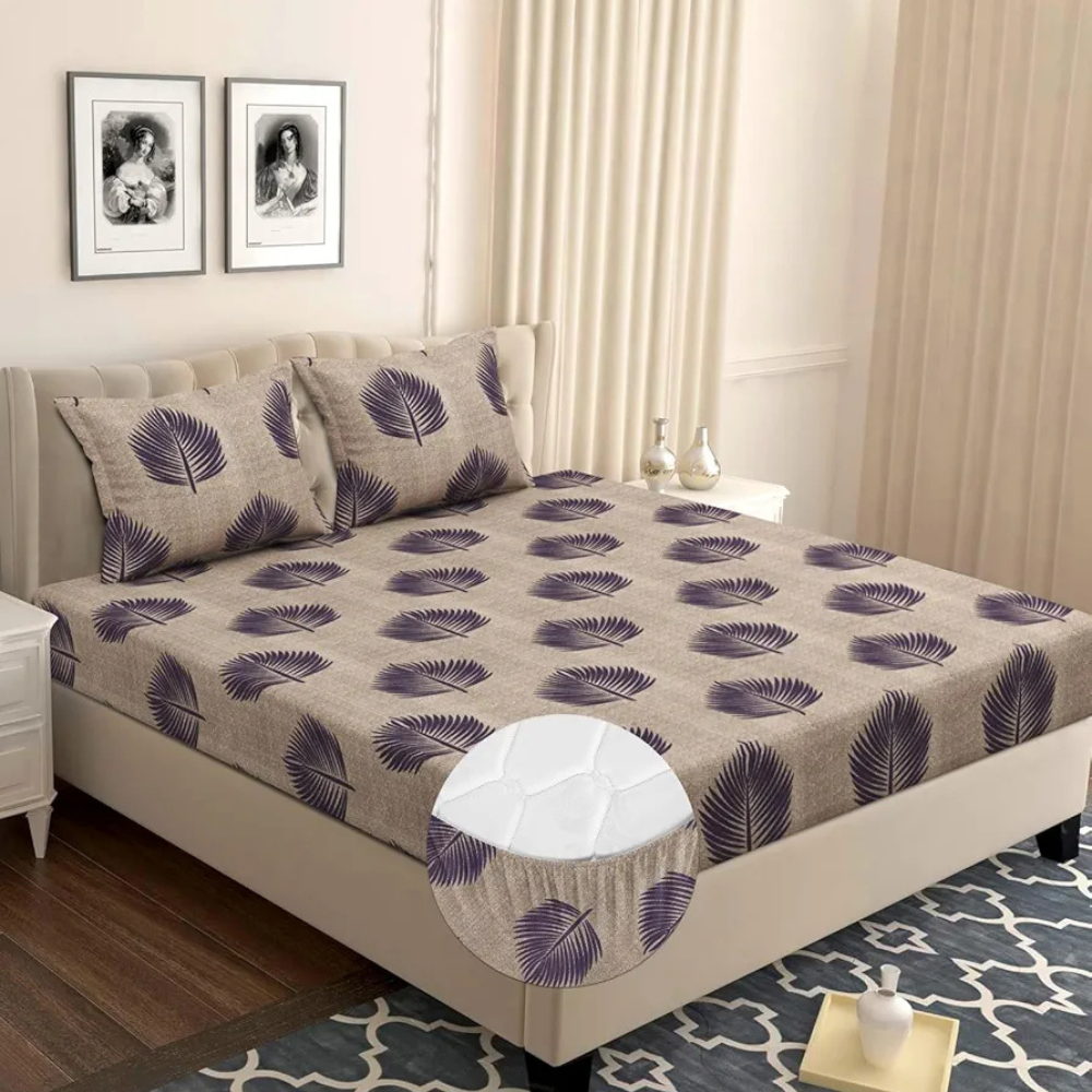 Homekart Premium Microfiber Elastic Fitted Bedsheets with 2 King Size Pillow Covers Double Bed 180 TC Supersoft Brown