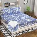 Homekart Premium Cotton 160tc Elastic Fitted Bedsheets with 2 Pillow Covers Double Bed Sky Blue & White