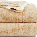 Homekart Faux Rabbit Fur with Sherpa Luxurious Soft Fluffy Cozy Fuzzy Warm Reversible Blanket for Single Size Bed Blanket Color Beige