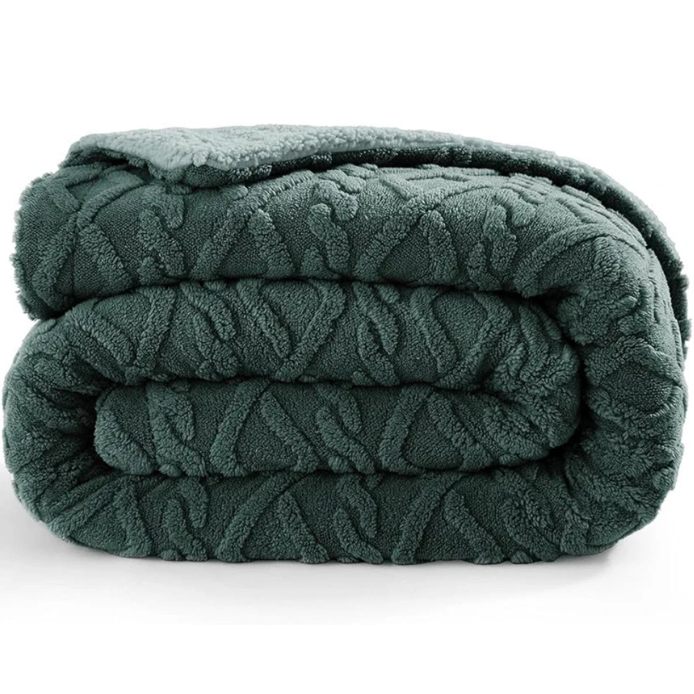 Homekart Flannel with Sherpa Luxurious Super Soft Reversible Single Bed Blanket for Winter 500GSM Blanket Quilt Rajaai Color Bottle Green