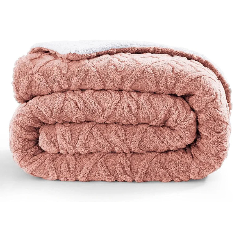 Homekart Flannel with Sherpa Luxurious Super Soft Fluffy Cozy Fuzzy Warm Reversible Single Bed Blanket for Winter 500GSM Blanket Quilt Rajaai Color Pink