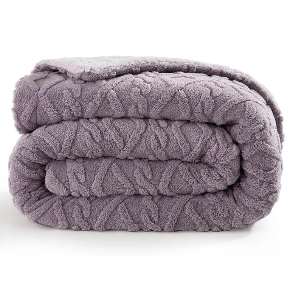 Homekart Flannel with Sherpa Luxurious Super Soft Fluffy Cozy Single Bed Blanket for Winter 500GSM Blanket Quilt Rajaai Color Levender