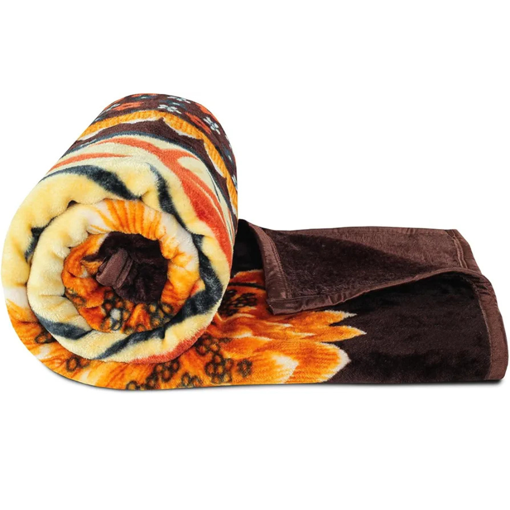 Homekart Premium Super Soft Cloudy Printed Mink Double Bed Blanket for All Season Ultrasoft & Cozy Single Ply Blanket Beige & Brown