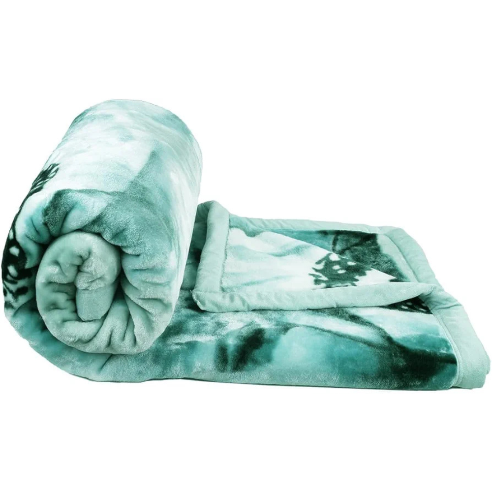 Homekart Super Soft Cloudy Printed Single Bed Blanket for Heavy Winter Single Ply Mink Blanket King Size TC 400 Grey & Blue