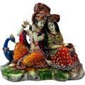 Alila Marble & Polyresin Radha Krishna On Peacock Idol Multicolour Fantasy 20 Cm