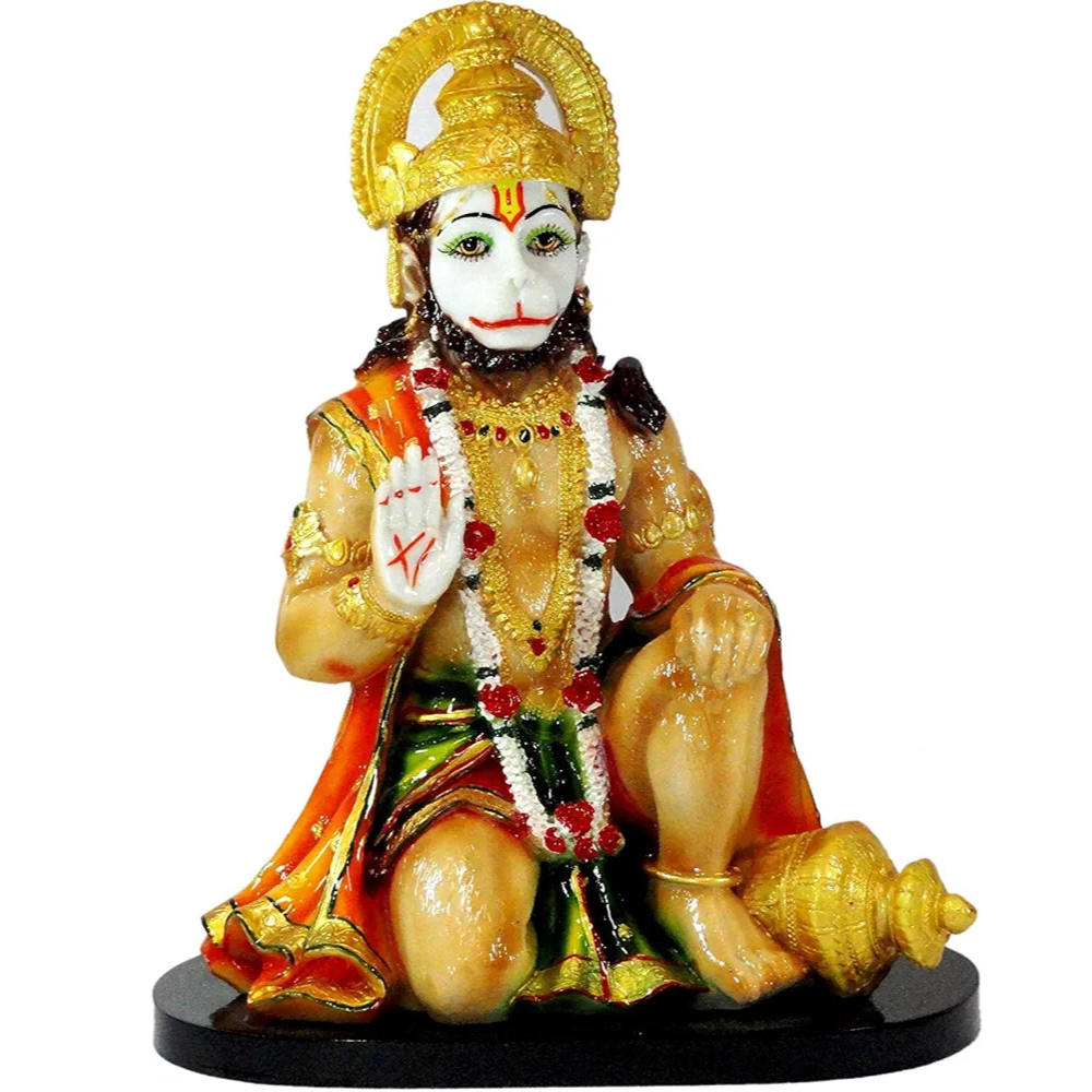 Alila Lord Hanuman God Bajrangbali Mahavir in Ashirvad Mudra Marble Idol Statue Showpiece