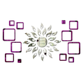 Bikri Kendra Ind Sun Silver with 12 Square Purple Mirror Stickers for Wall Decor Stickers Acrylic