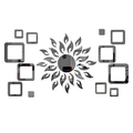 Bikri Kendra Art BK78, Sun Black with Square Black 2 Set 3D Acrylic Mirror Stickers for Wall