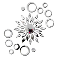 Bikri Kendra Sun with Rings 12-3D Acrylic Mirror Wall Stickers Premium Collection Silver