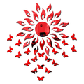 Bikri Kendra Sun red with 20 red Butterfly Wall Mirror Stickers 3D Acrylic Sticker