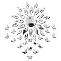 Bikri Kendra Art BK64 Sun Silver with Butterfly Silver 20-3D Acrylic Mirror Stickers for Wall