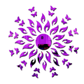 Bikri Kendra Art BK154 Sun Purple with 20 Purple Butterfly 3D Acrylic Mirror Stickers for Wall