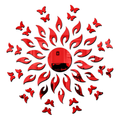 Bikri Kendra Art BK160 Sun red with 20 red Butterfly 3D Acrylic Mirror Stickers for Wall