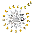 Bikri Kendra Sun Silver with Golden Butterfly Decorative Mirror Stickers for Wall Wall Mirror Stickers 3D Acrylic