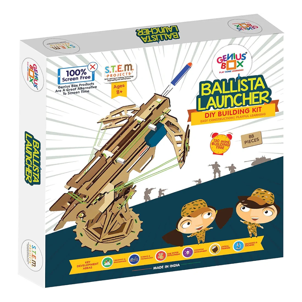 Genius Box Play some Learning Ballista Launcher Diy Stem Educational Toy & Construction Based Fun Activity Game For Kids, Science Experiment Kit 8 To 14, Best Gift, Activity Kit For Kids