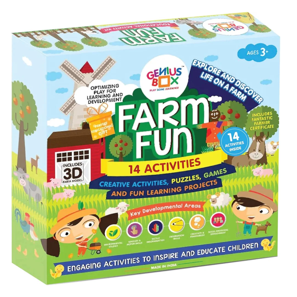 Genius Box Educational Toy for 3 Years and Up: Farm Fun DIY,Activity Kit, Learning Kit, Educational Kit, STEM Toy 14 Activity Kit