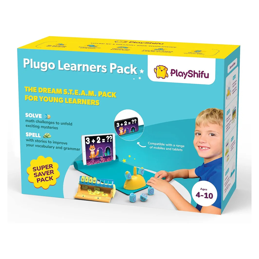 PlayShifu Plugo Learners Pack AR-Powered STEM Toys for Kids - Math Learning Kit and Alphabet Tiles Game Set with 15 Interactive Games and 500+ Fun Learning Levels